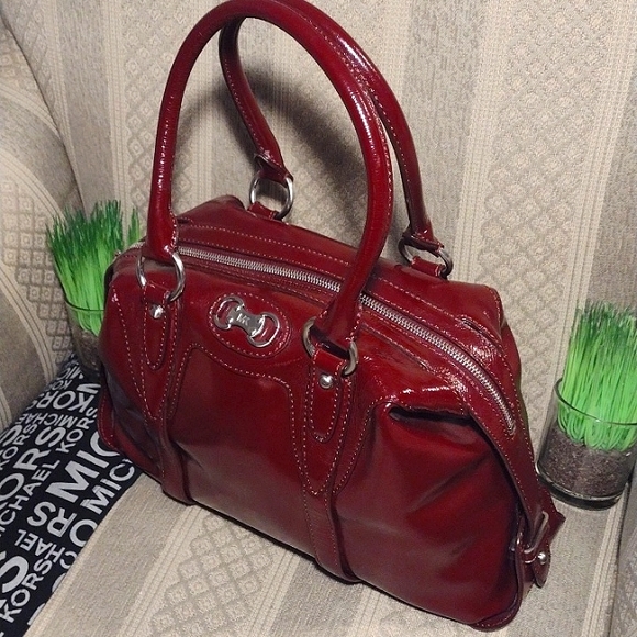 Michael Kors Burgundy Patent Barrel Bag - Picture 16 of 16
